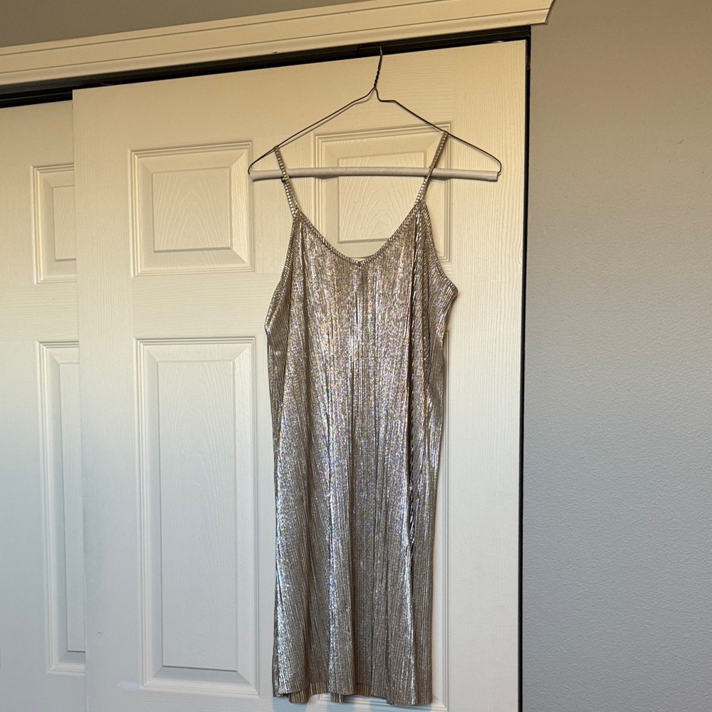 love, Fire Metallic Gold Ribbed short dress